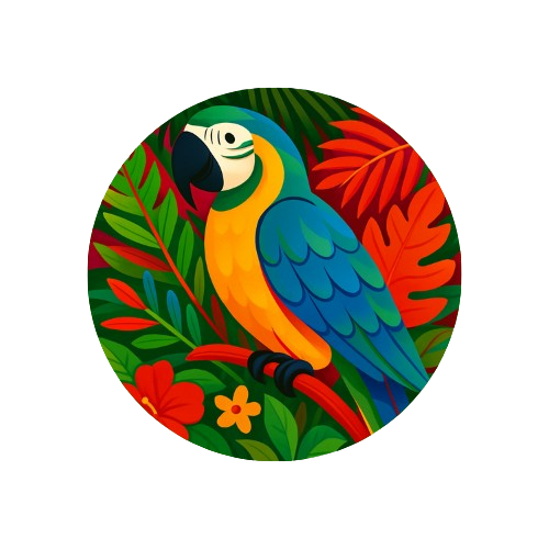 Logo do Brasilzinho kits — Arara canindé estilizda e colorida.